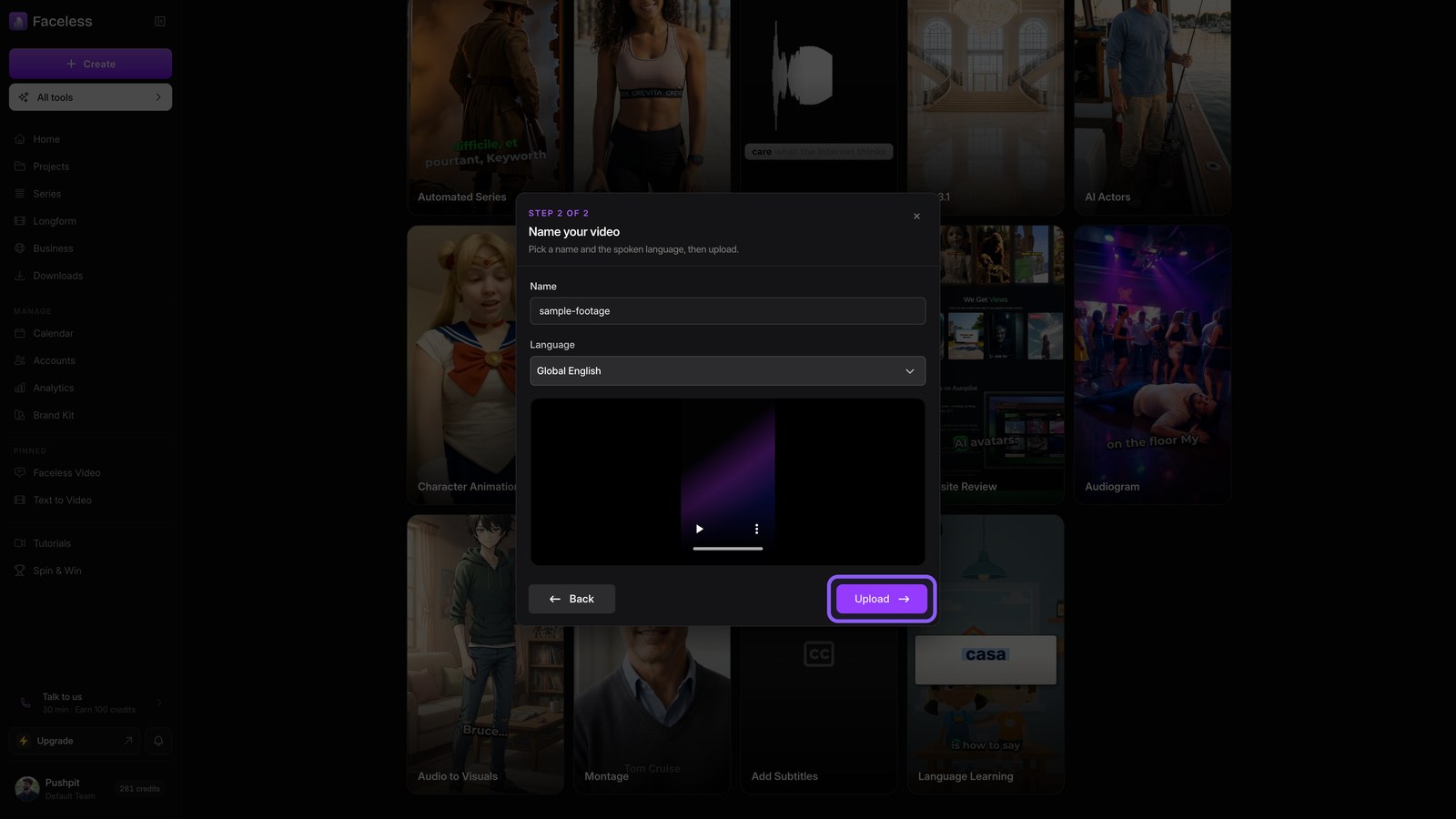 Upload and transcribe