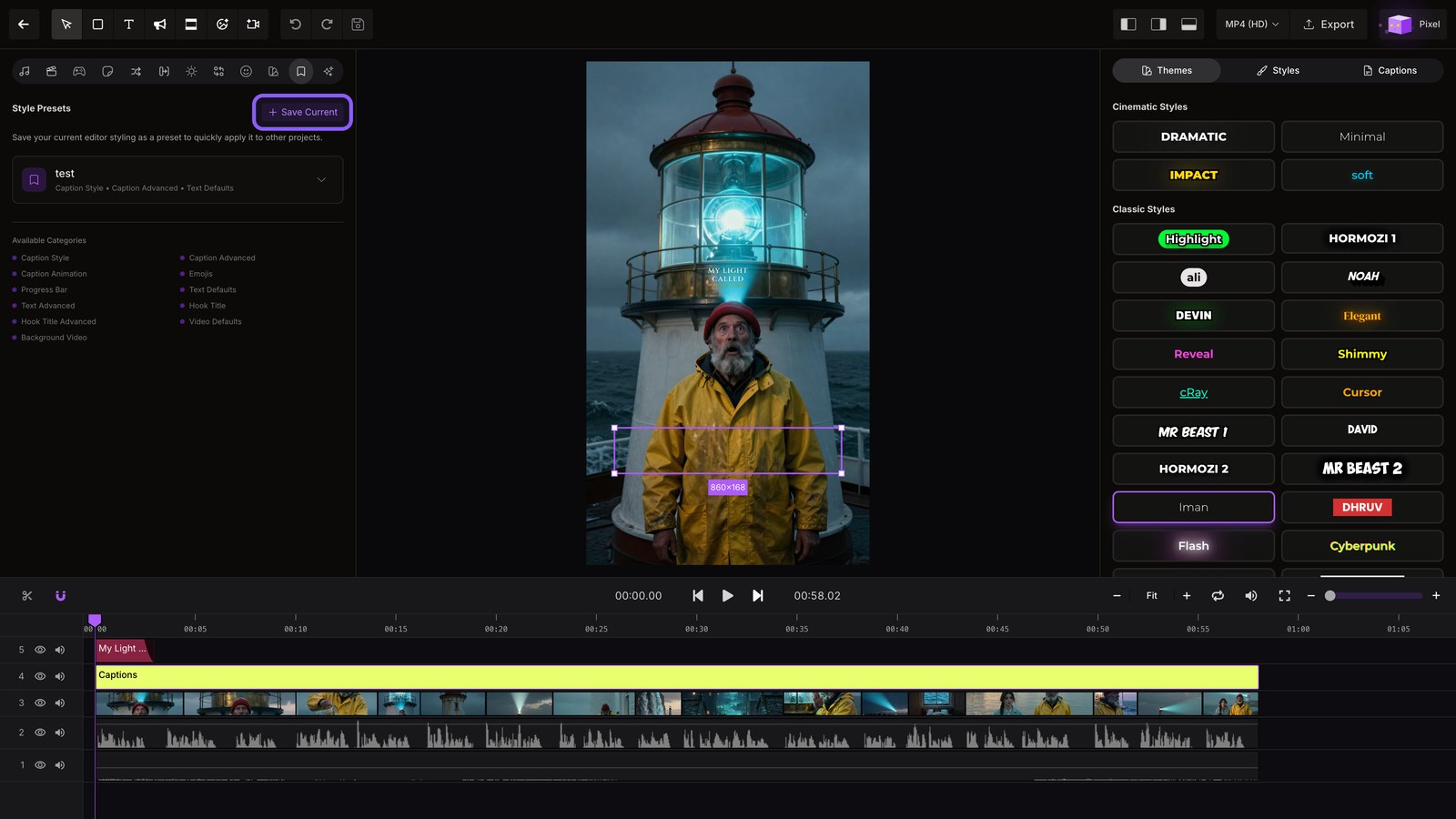 Save preset