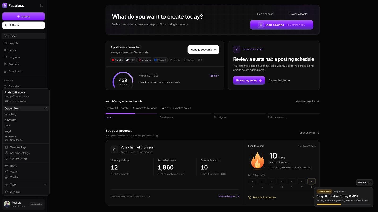 Open account menu